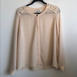 Sheer blouse with shoulder detail